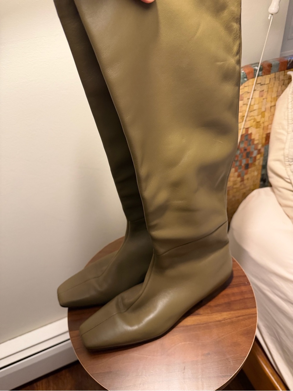 Mink Tan Green Knee-High Women's Boots